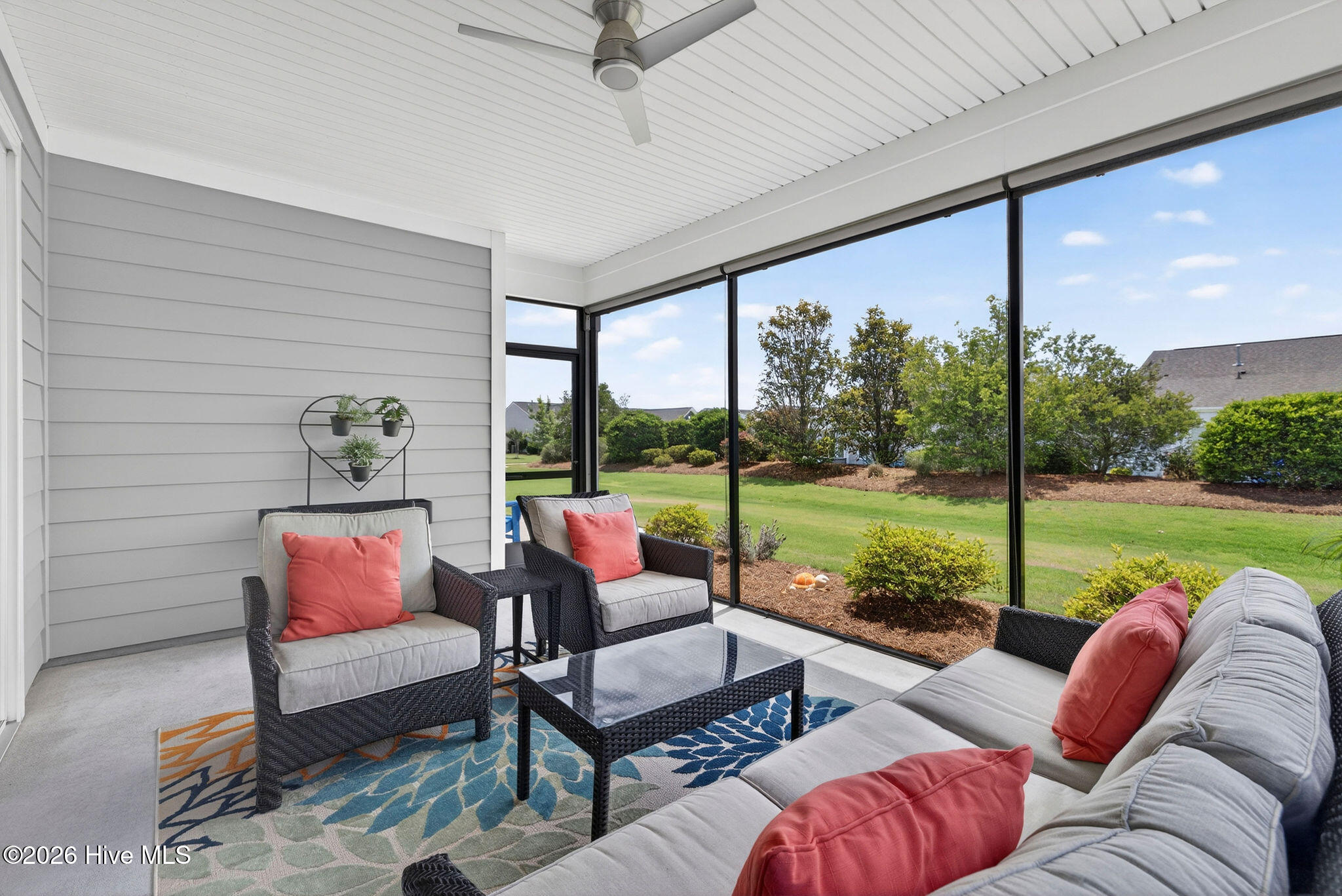 Screened porch with pull down shades