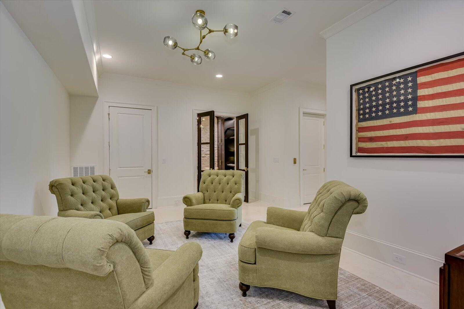 Separate sitting area in the lower level.