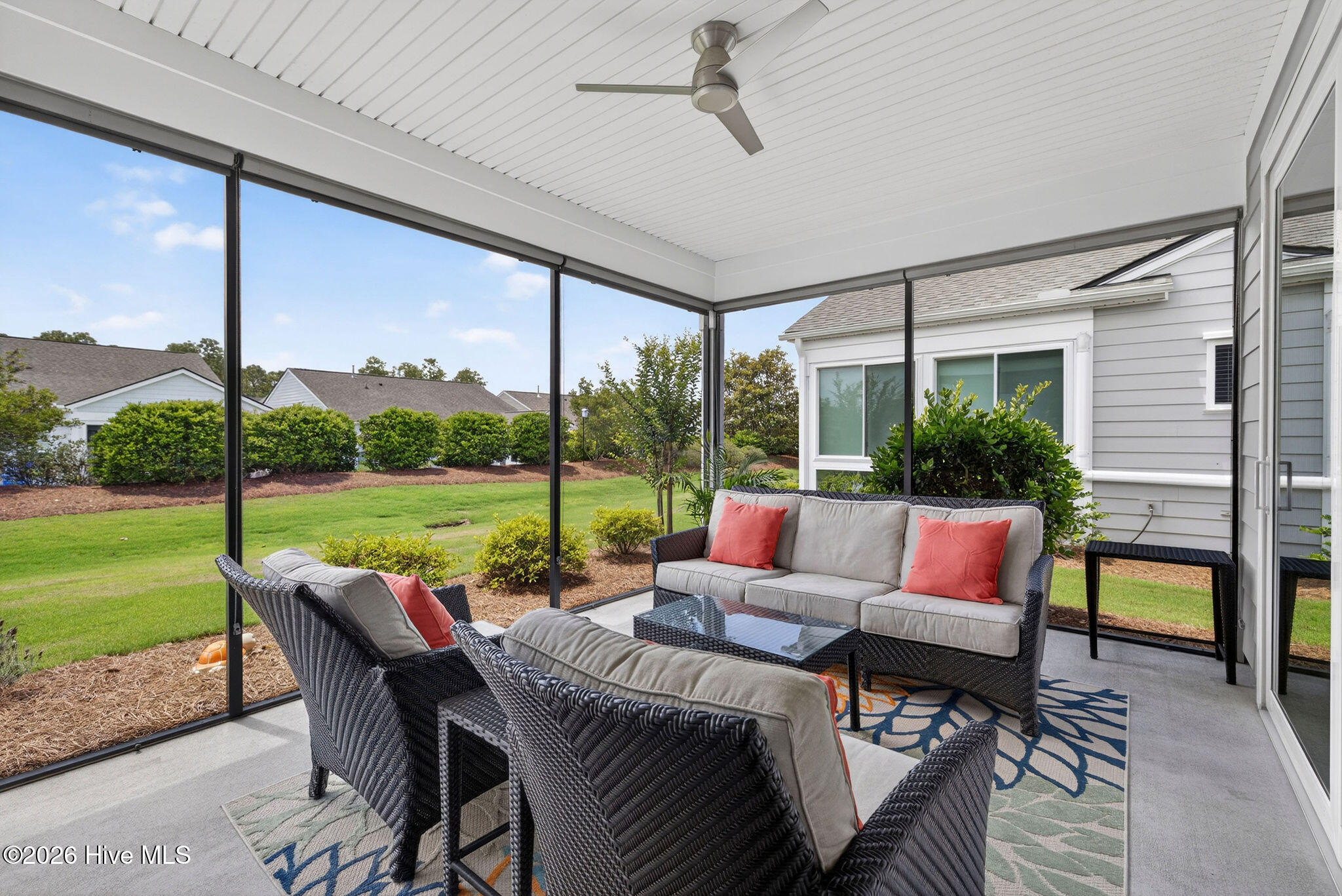 Screened porch with pull down shades