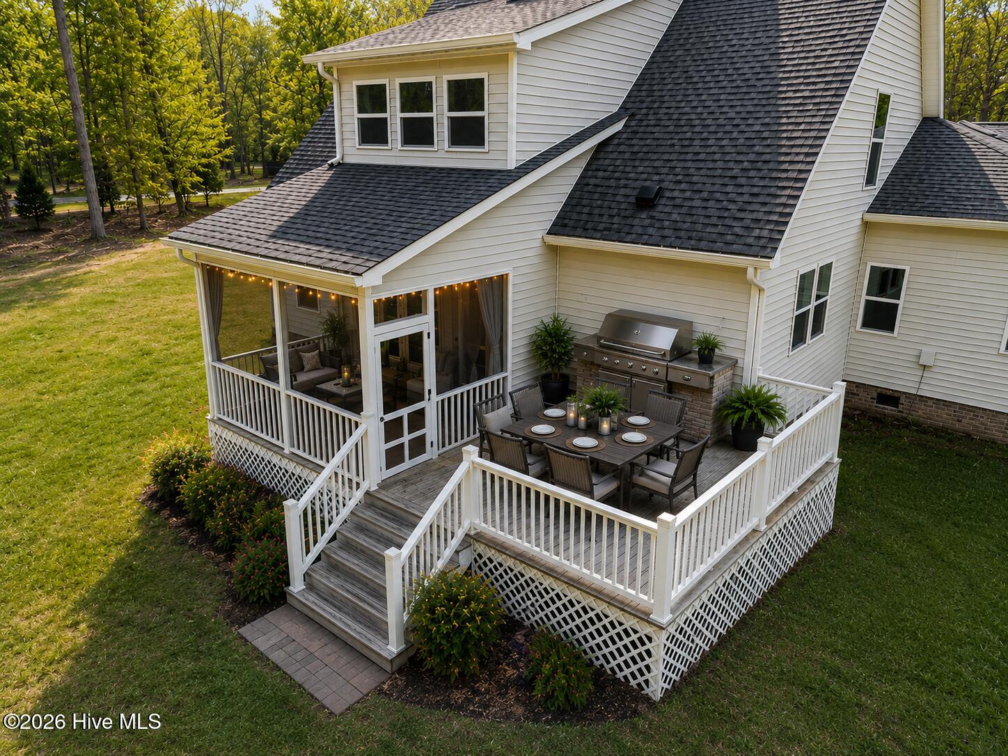 Virtually staged outdoor patio