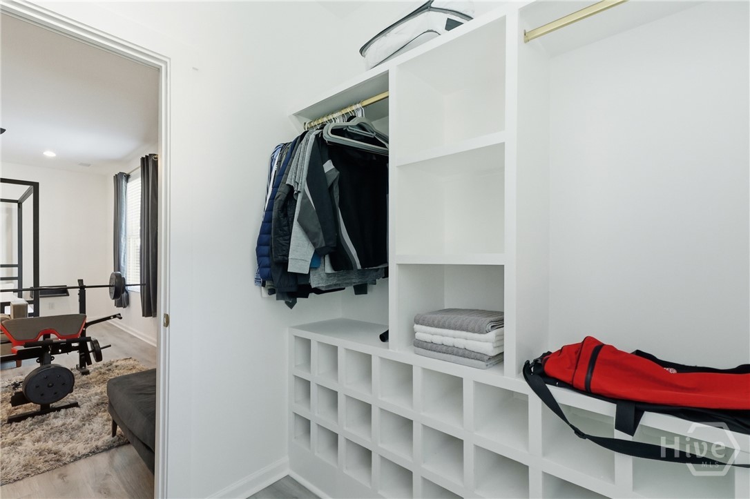 Walk-in closet with custom built-ins