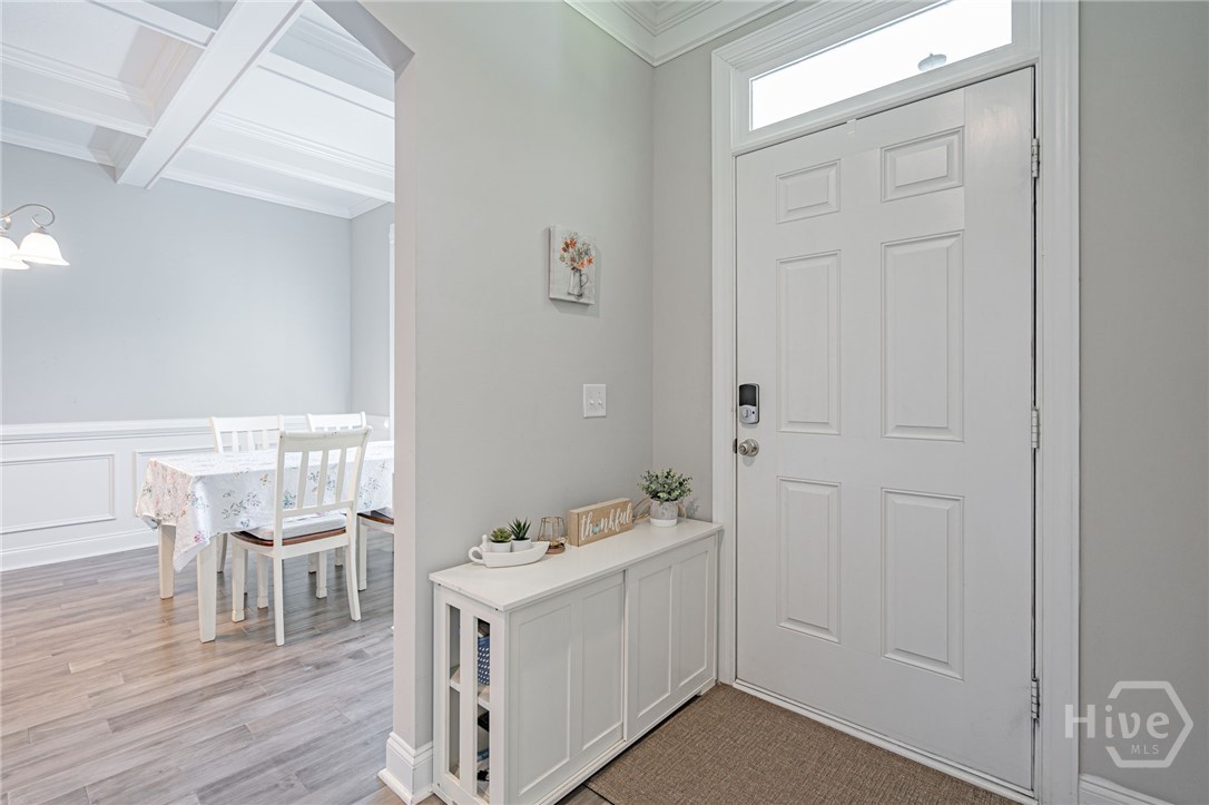 Inside view of closed front door