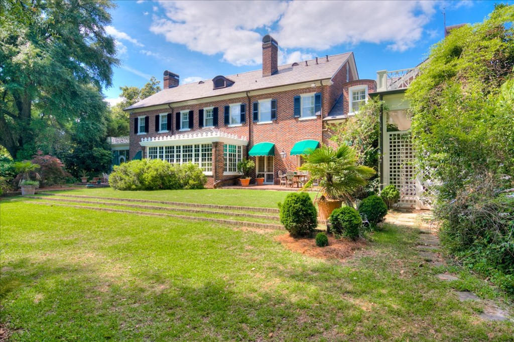 Backyard features numerous gathering spaces