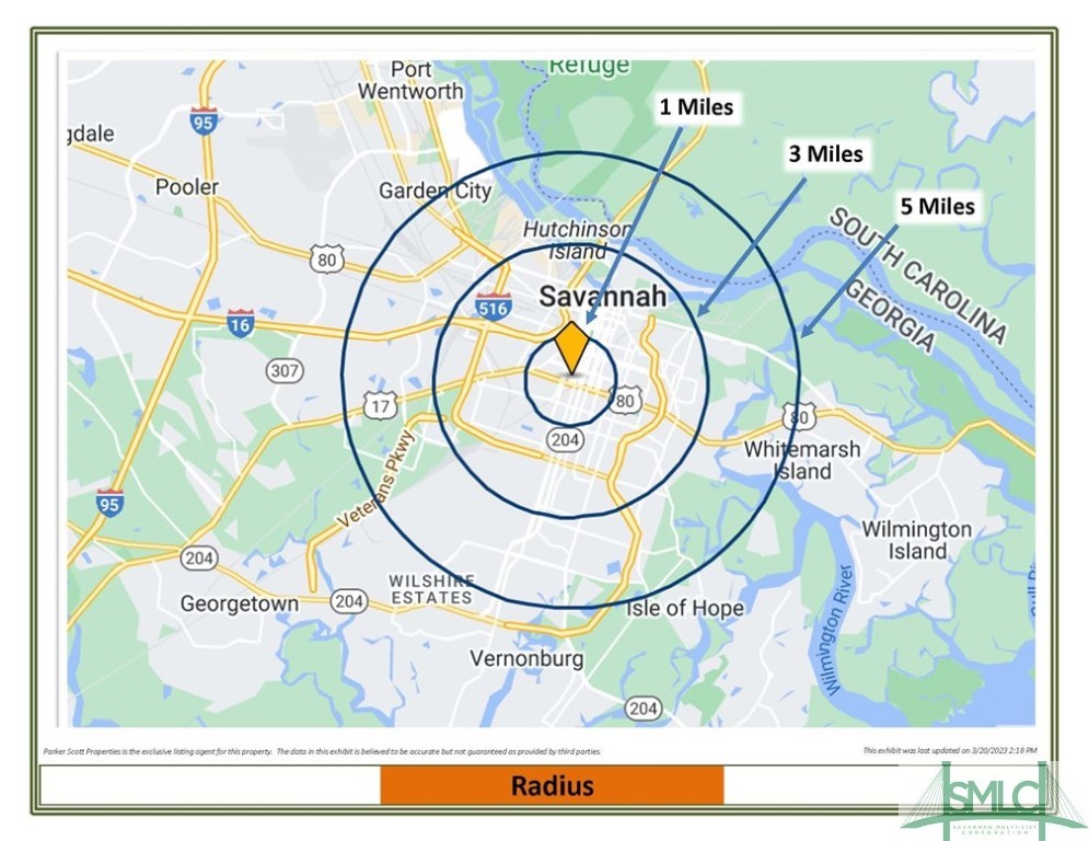 Building location in reference to surrounding areas