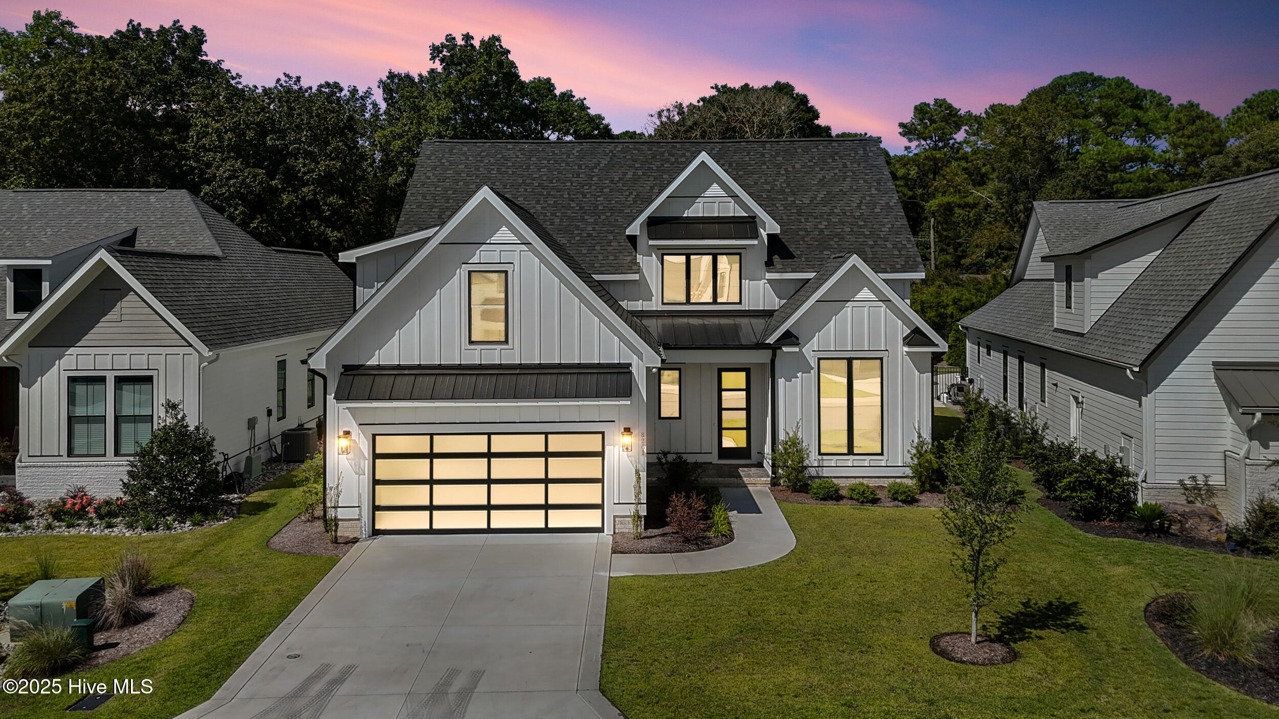 Front view of home at night