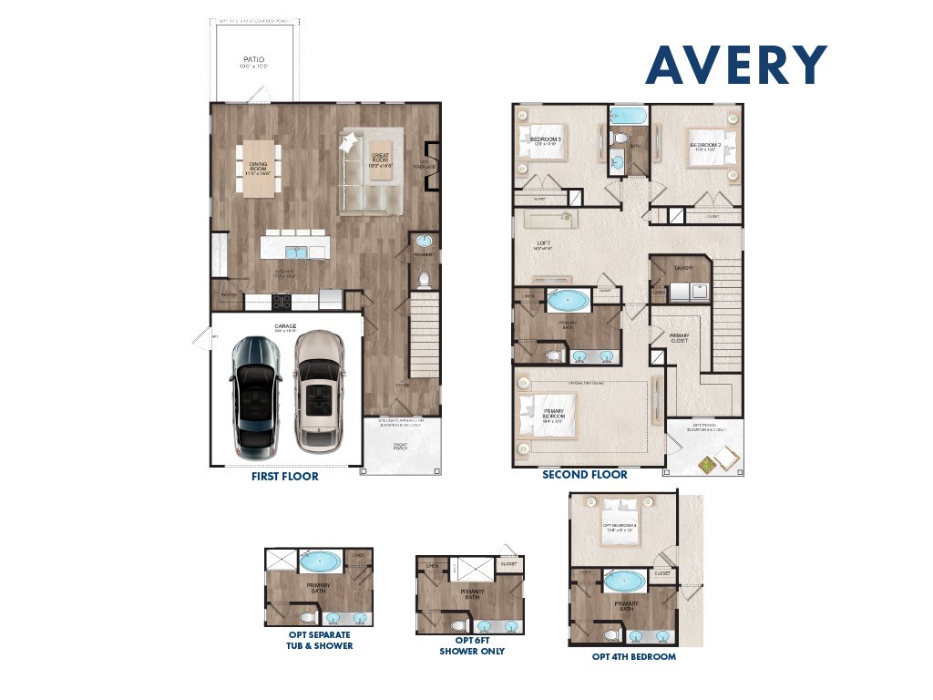 Rendering only. Plan orientation, colors, upgrades