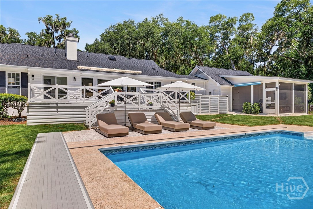 Pool, Pergola, Porch and Firepit