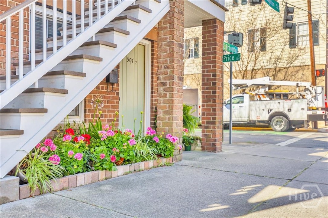 Garden level apartment entrance