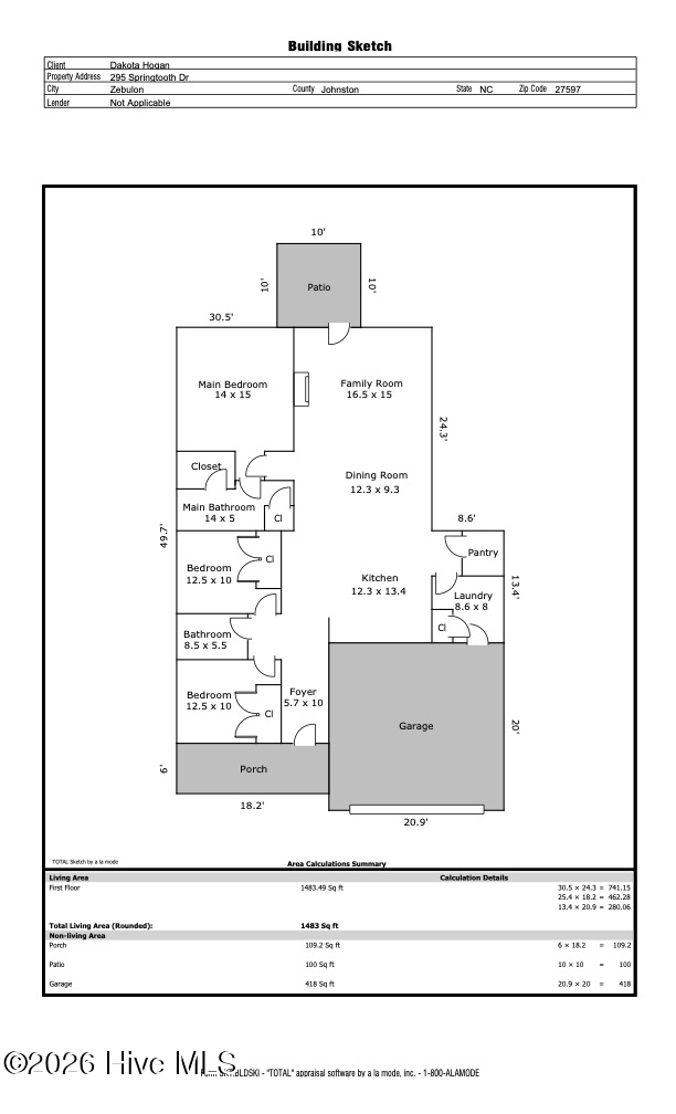 Exterior photo of 295 Springtooth Drive, Zebulon, NC 27597. MLS: 100594893