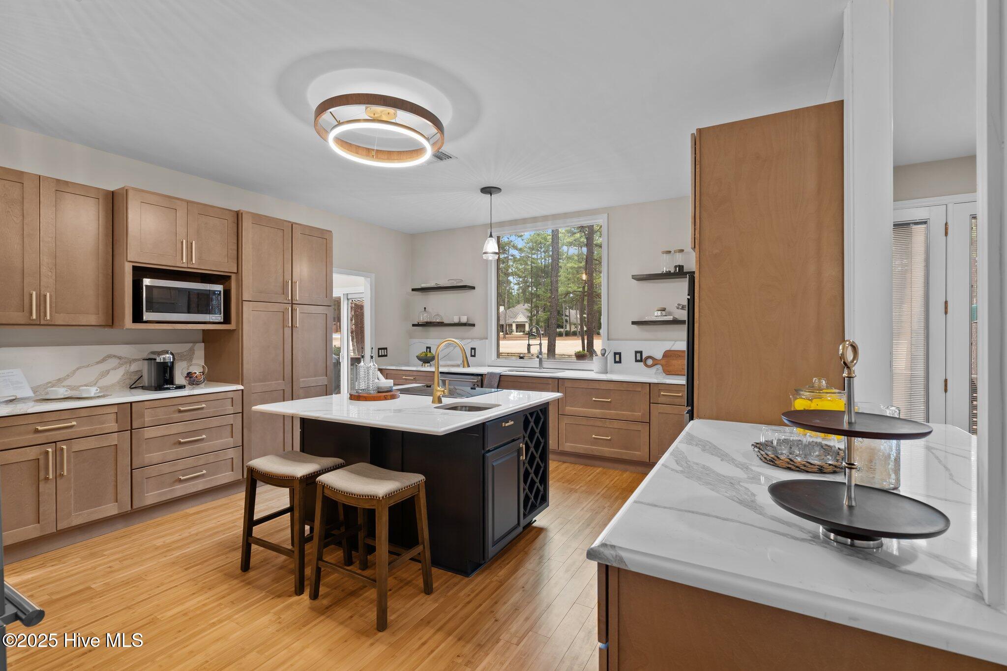 Chef's kitchen with picturesque sightlines