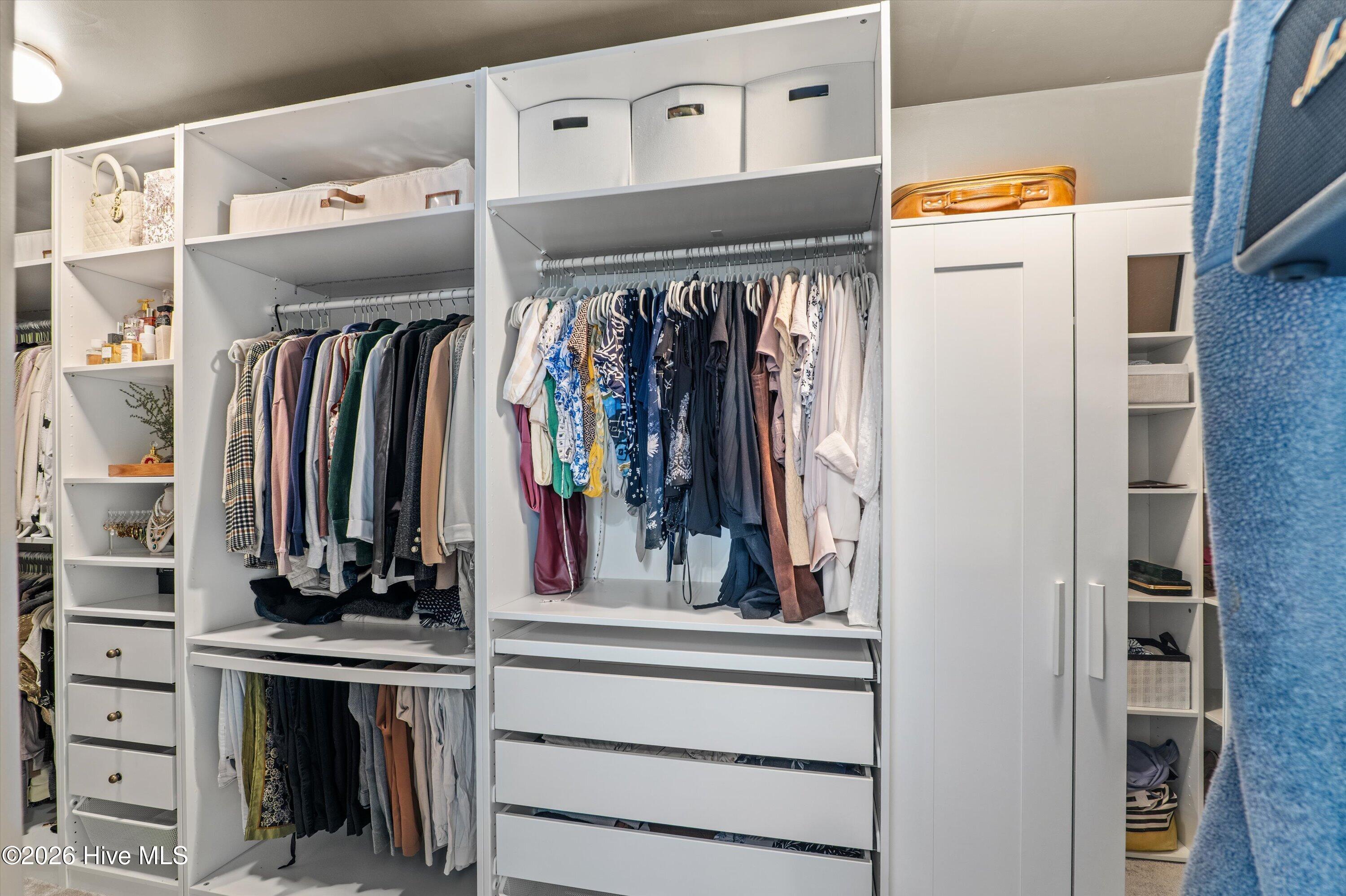 Custom shelving in master closet