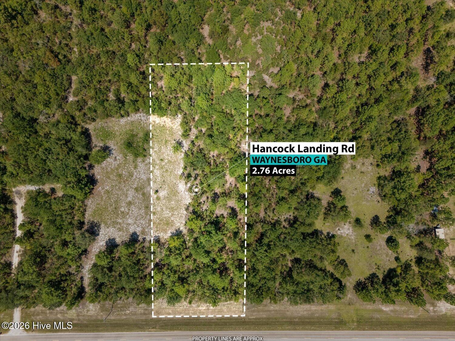Aerial view of 2.76-acre parcel with approximate property lines