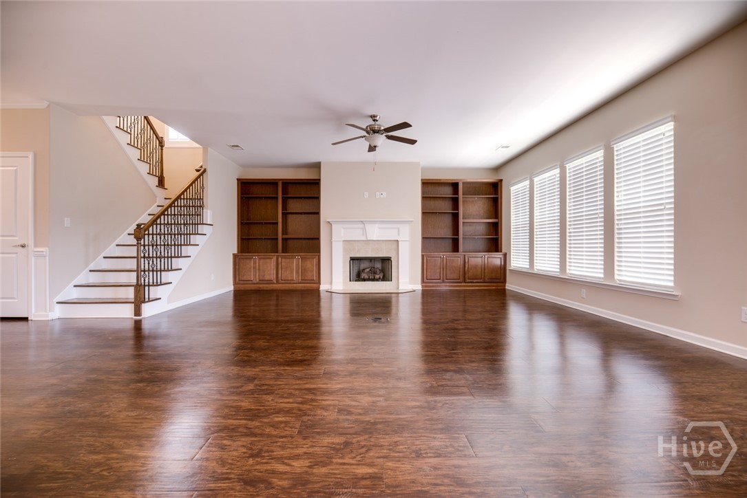 View from kitchen into great room. Look at all that natural light!