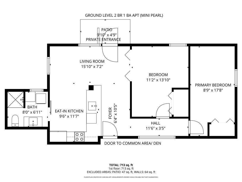 2 BR apt floorplan