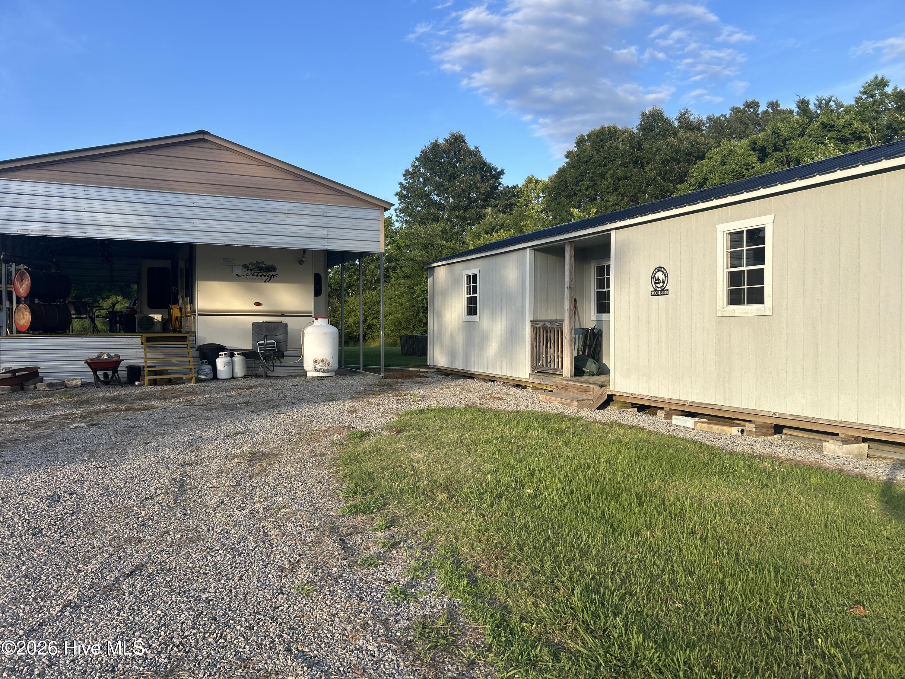 storage building with garage door