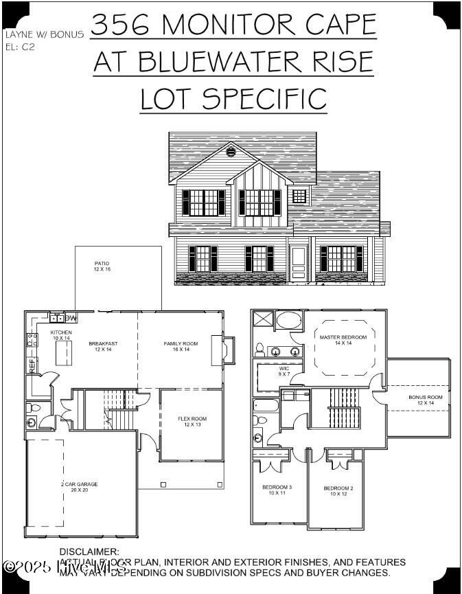Elevation and Floor Plan Lot 356