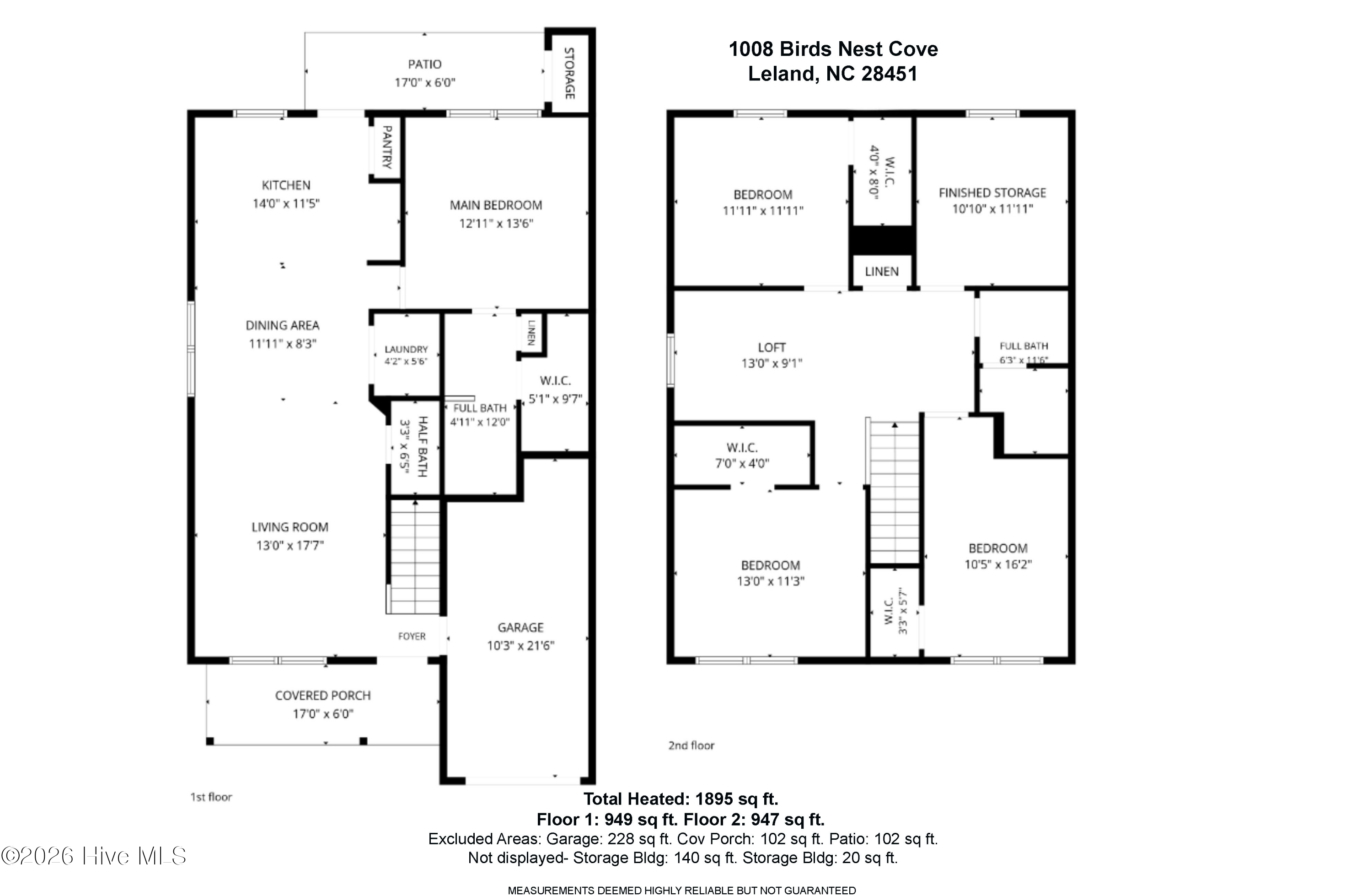 Exterior photo of 1008 Birds Nest Cove, Leland, NC 28451. MLS: 100582730