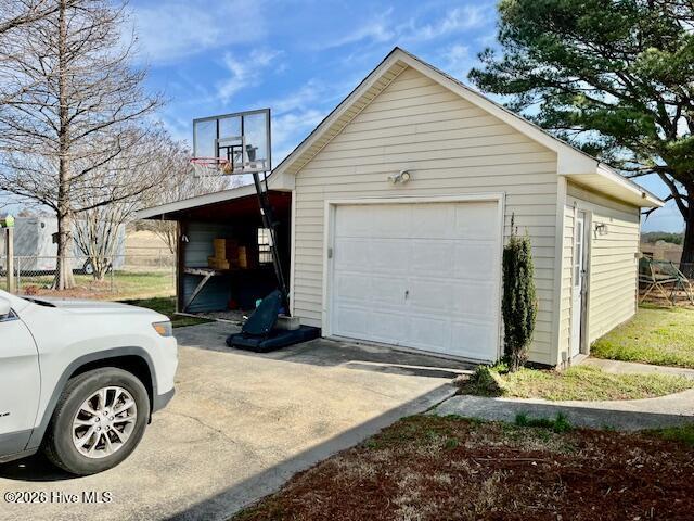 from view of out building single car gar