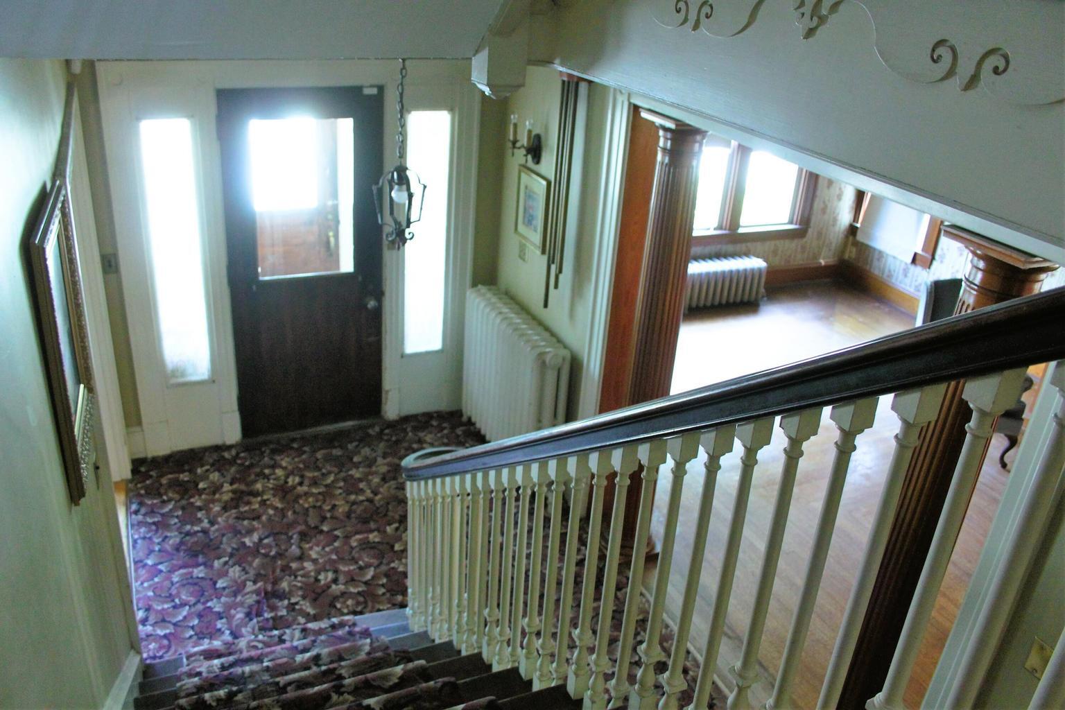 Looking down to entry