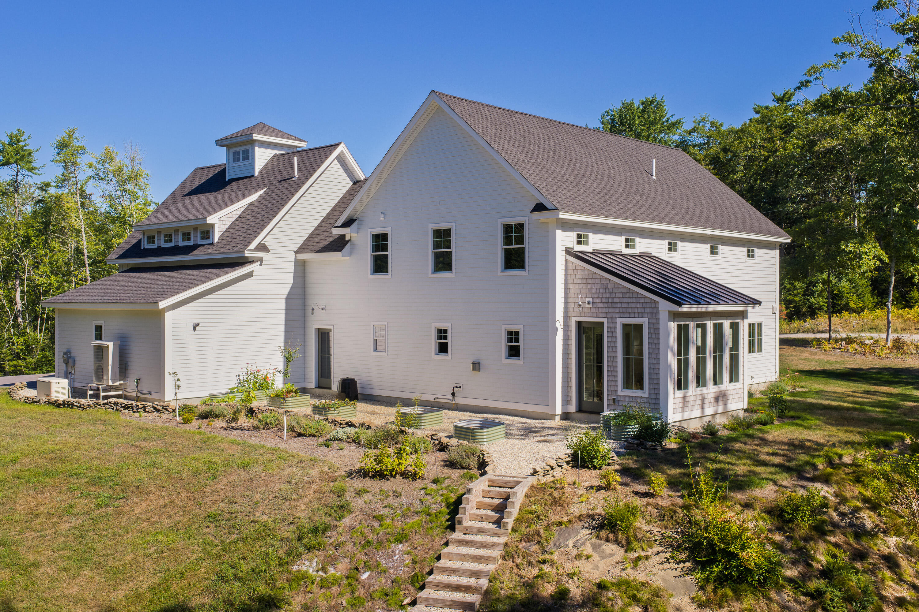 Stairs leading to the back yard and abutting conservation land