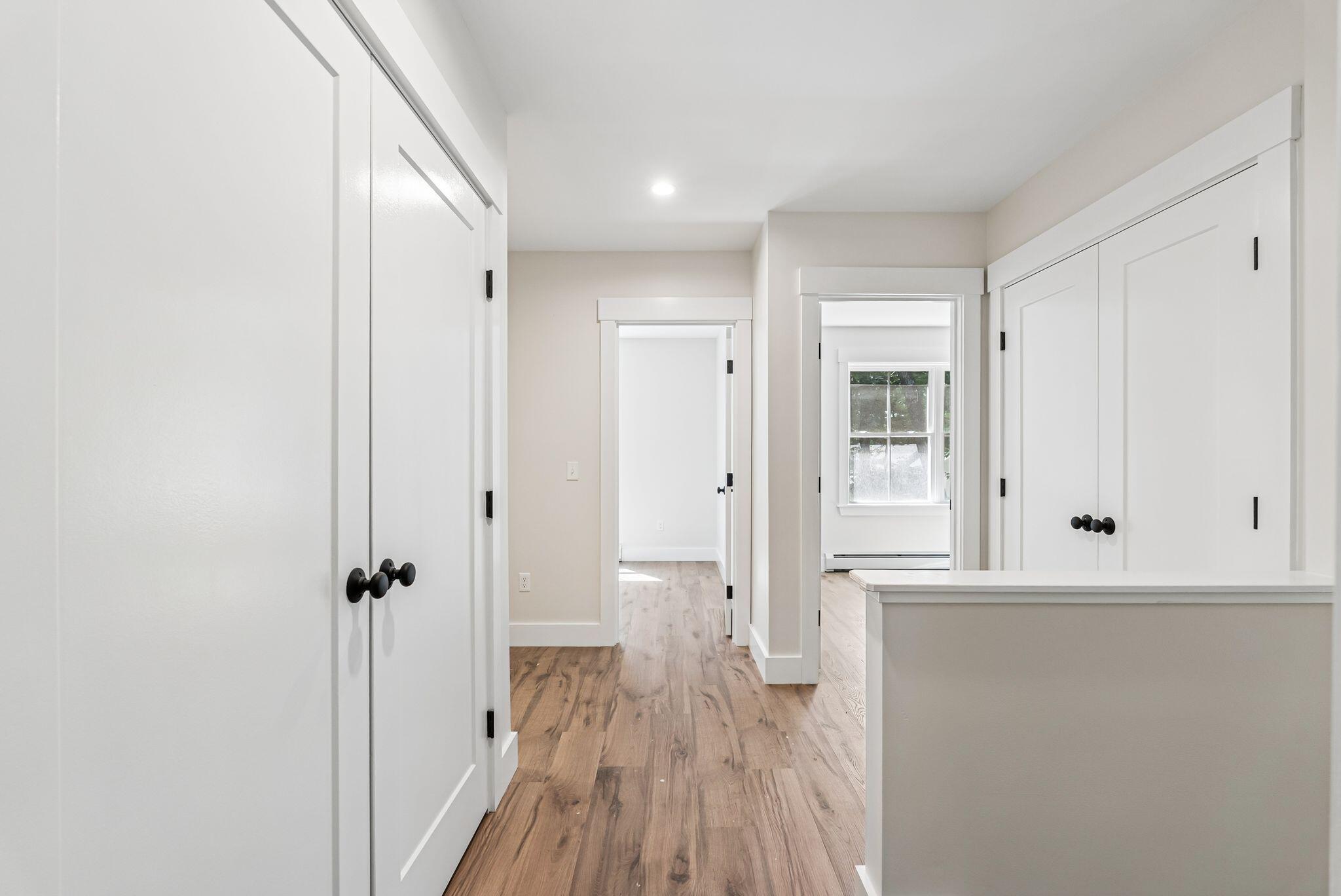 Top of the stairs has a large closet and a laundry closet