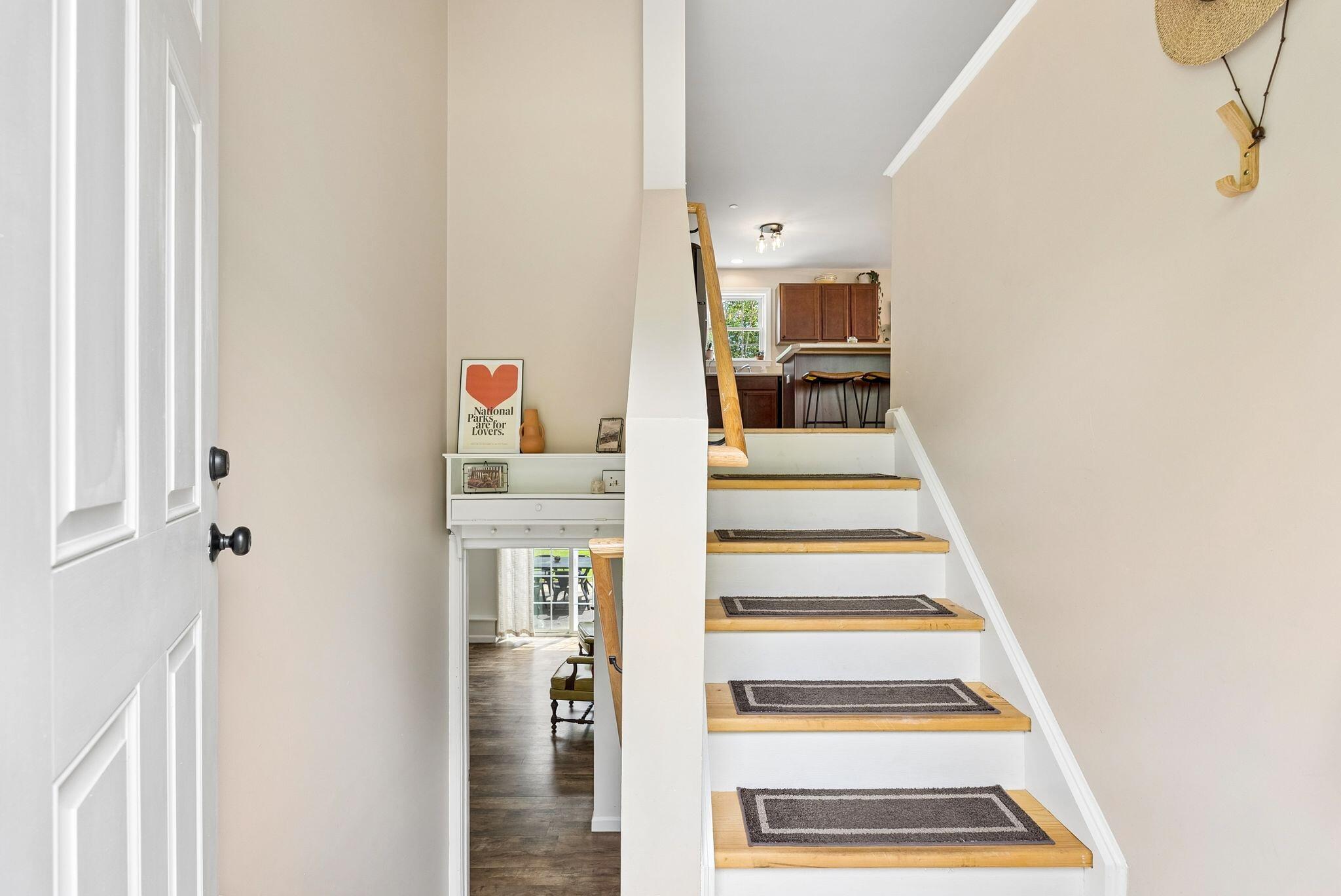 Stairs to 1-bedroom accessory apartment unit.