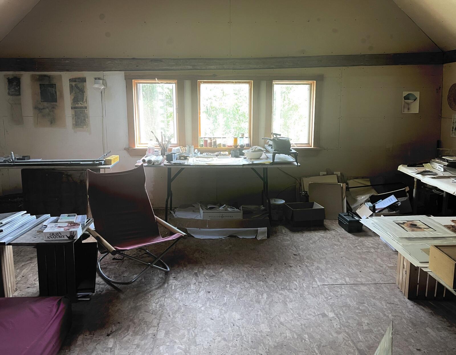 Art studio on second story of the barn