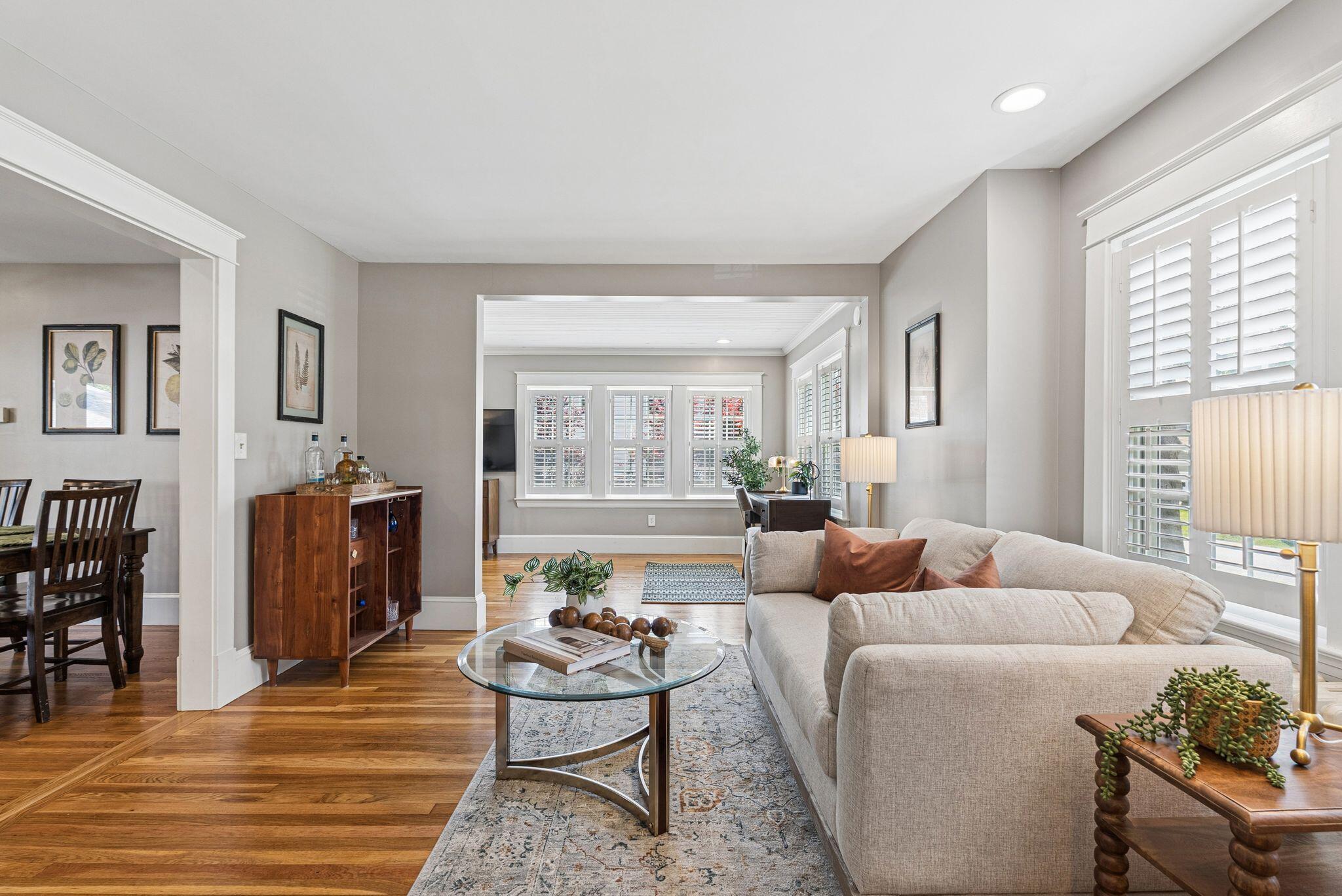 43 Pennsylvania Avenue, South Portland, ME 04106 Spacious living room with beautifully refinished hardwood floors.