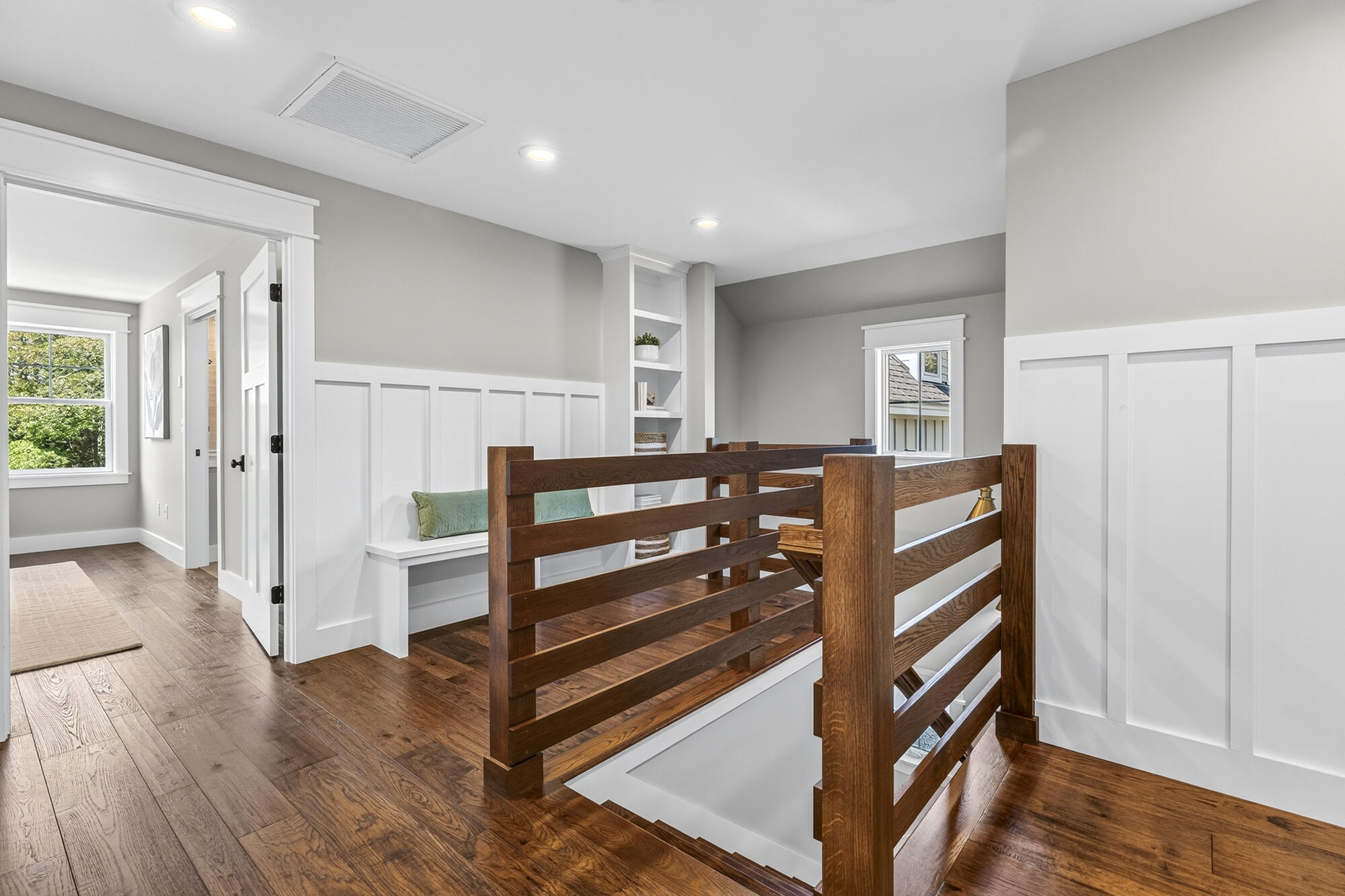 Wide open hall with reading nook