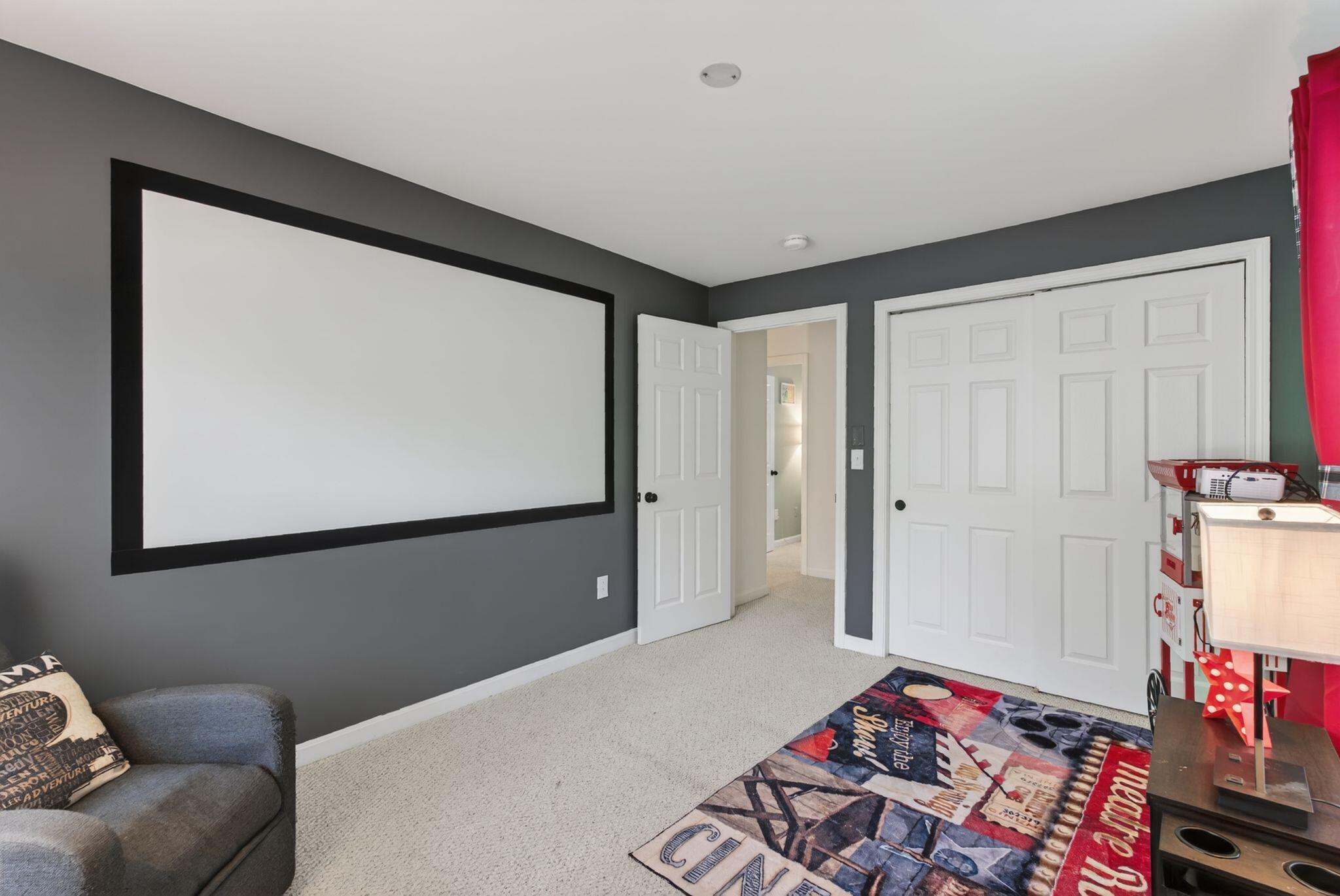 Bedroom on second floor currently used as a movie room