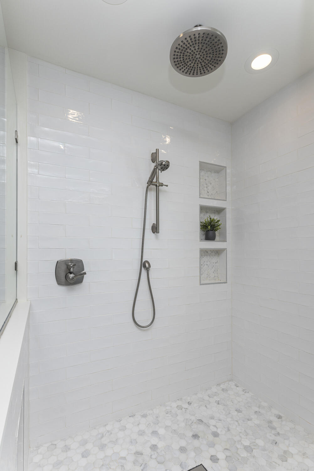 With rainfall shower head