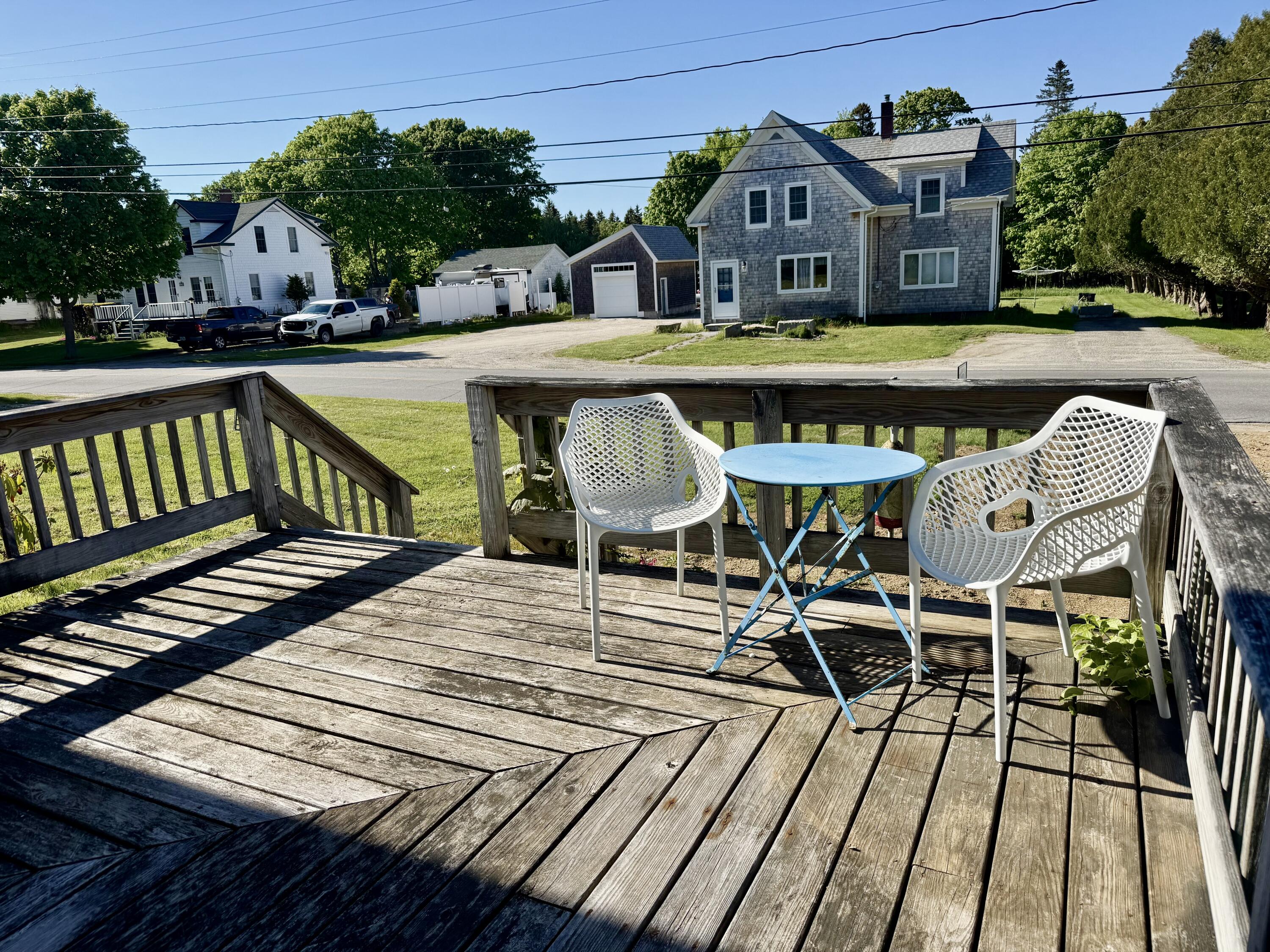 Large deck enjoys morning and late afternoon light. Well maintained homes in the neighborhood.
