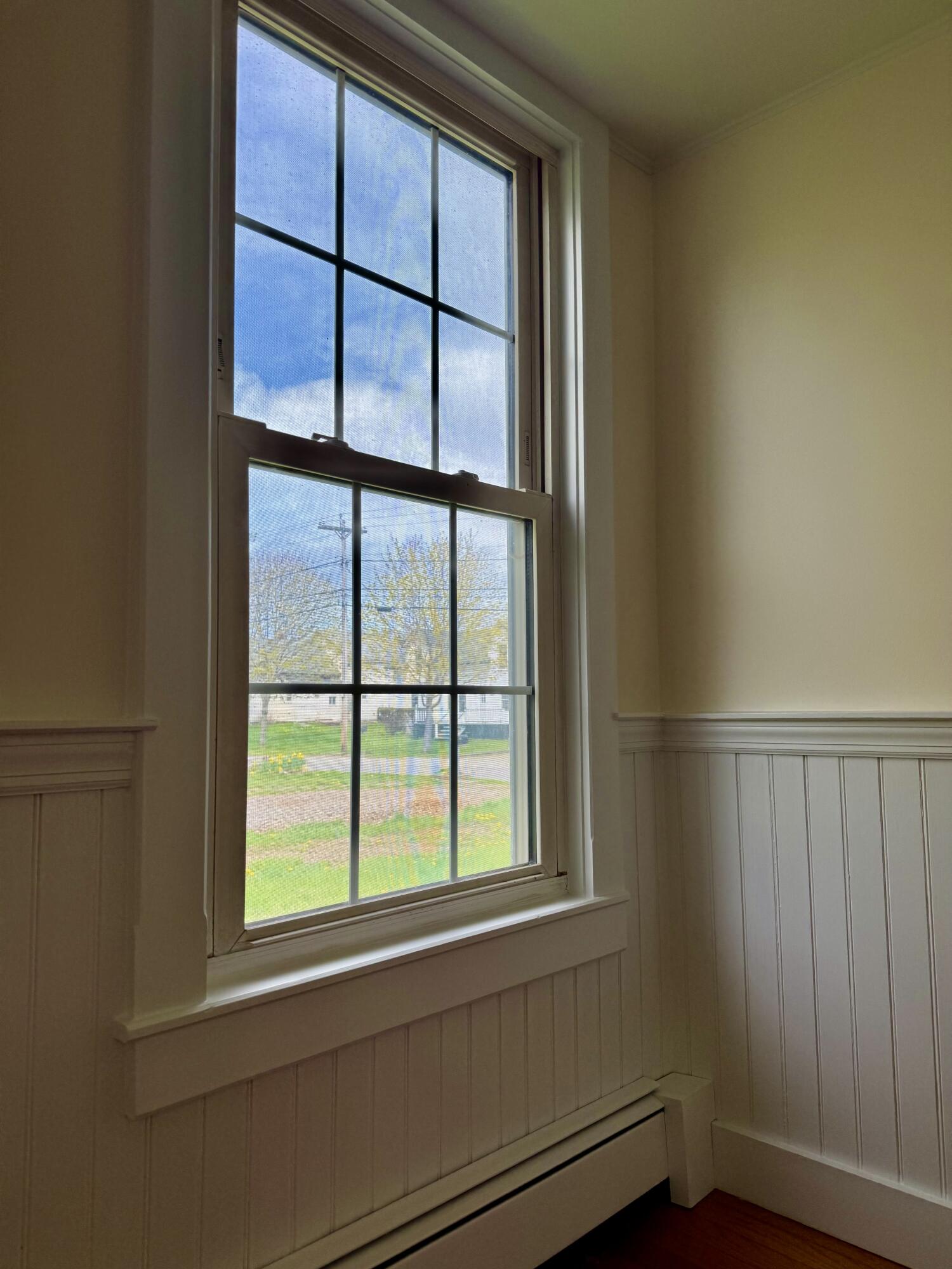 Traditional wainscoting in the dining area