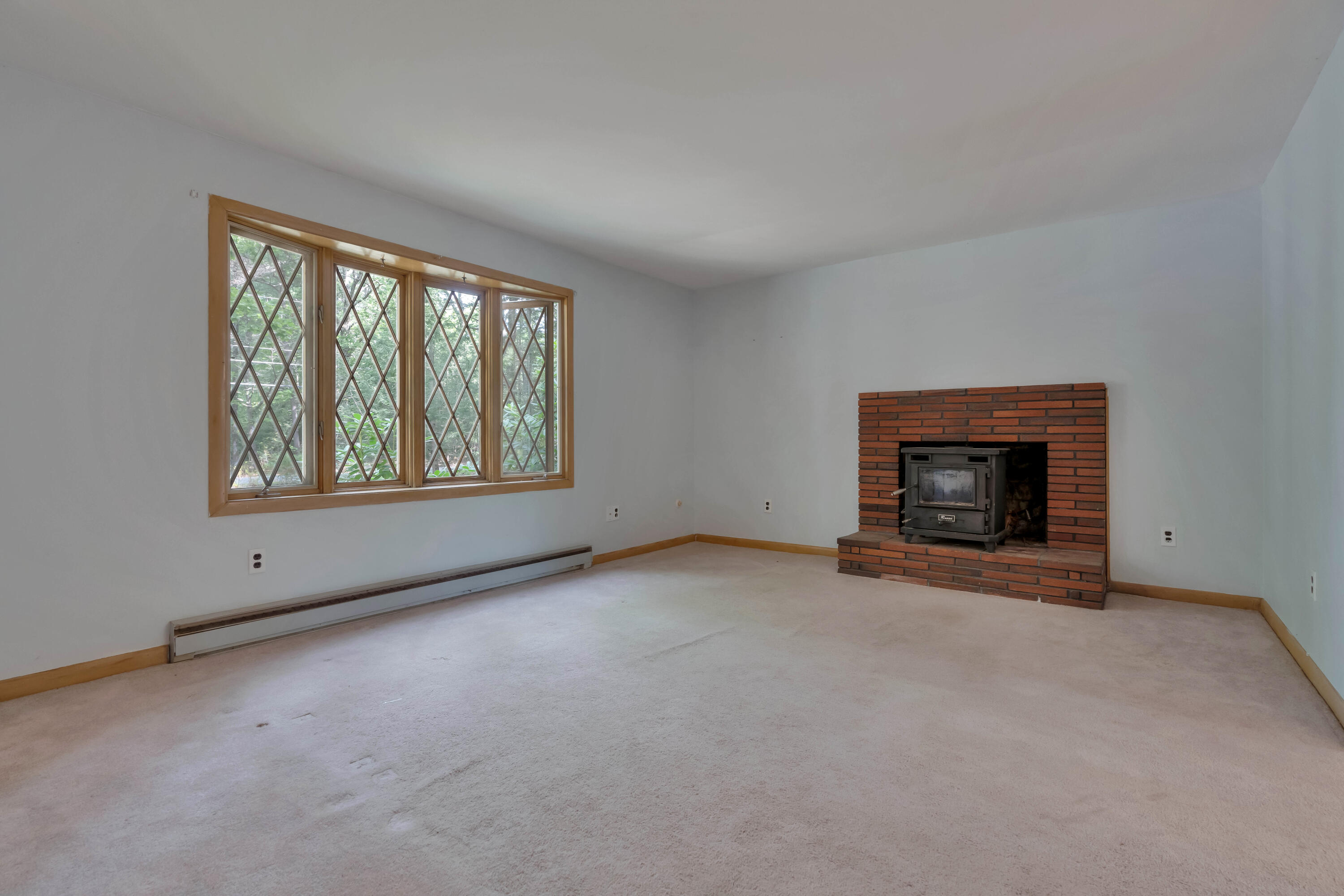 Large living room and fireplace
