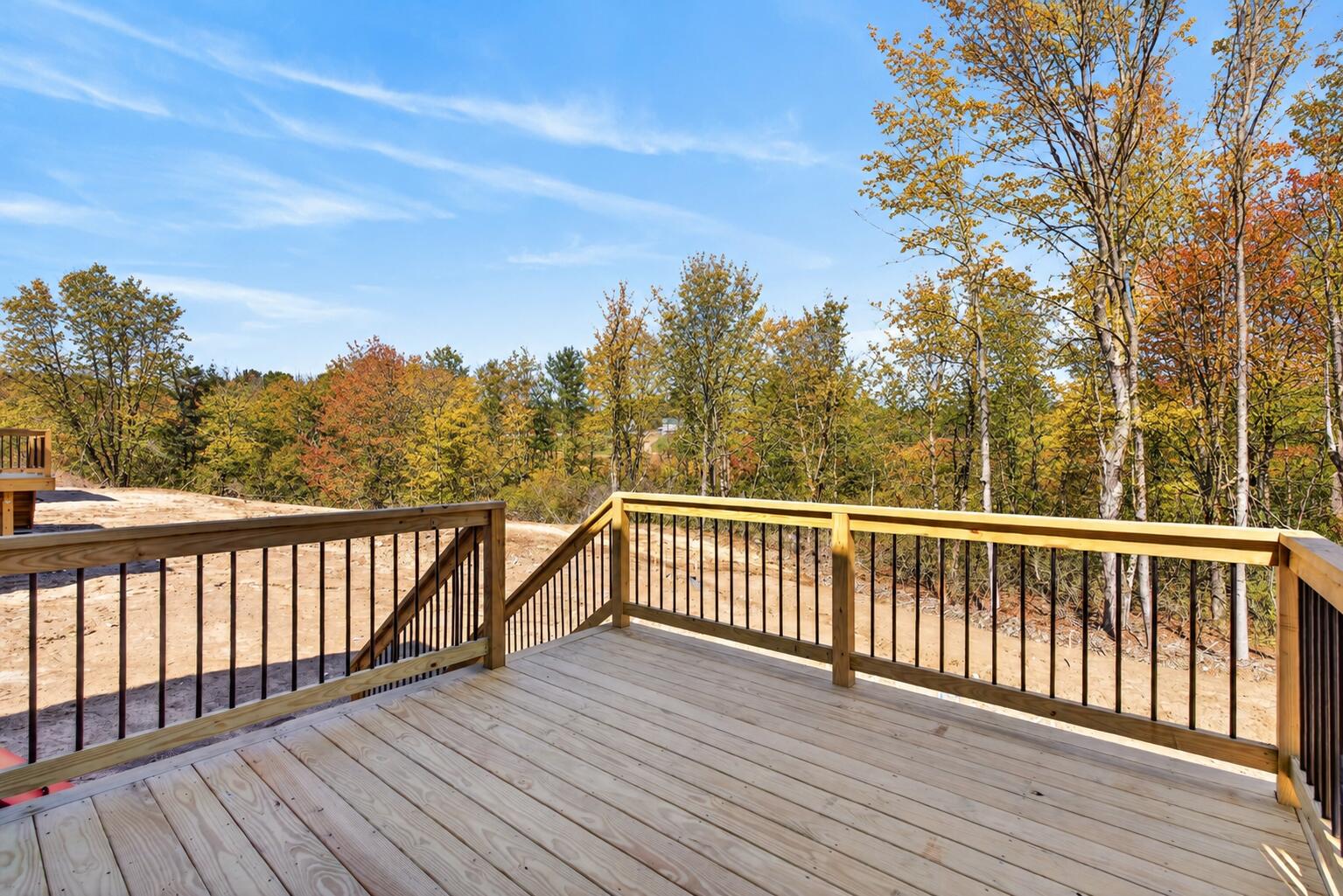 Back deck overlooking the tree line