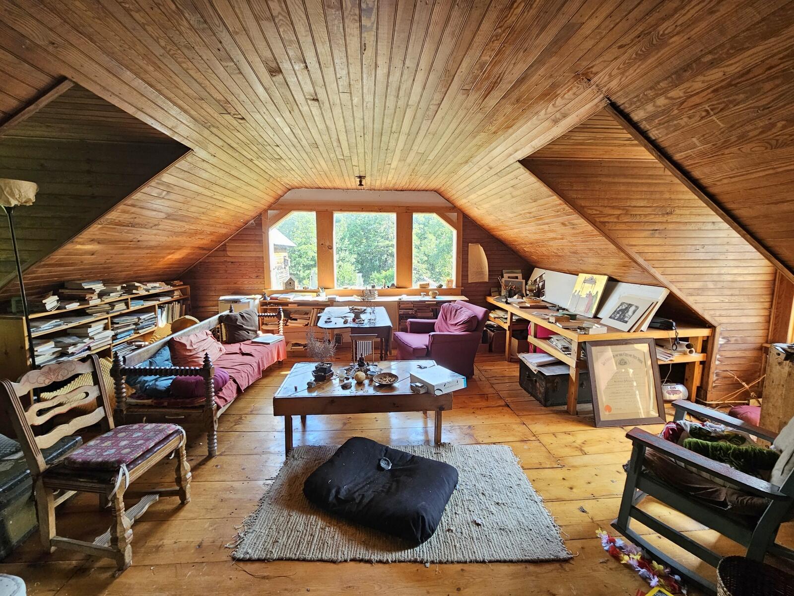 Spacious second floor living room with view toward nearby MT. Blue