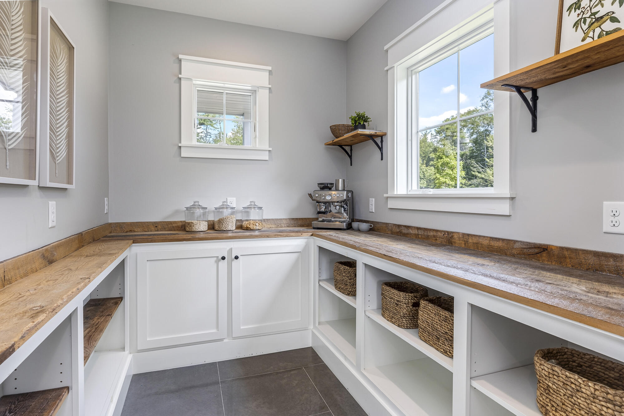 With custom shelving and reclaimed barnboard counters