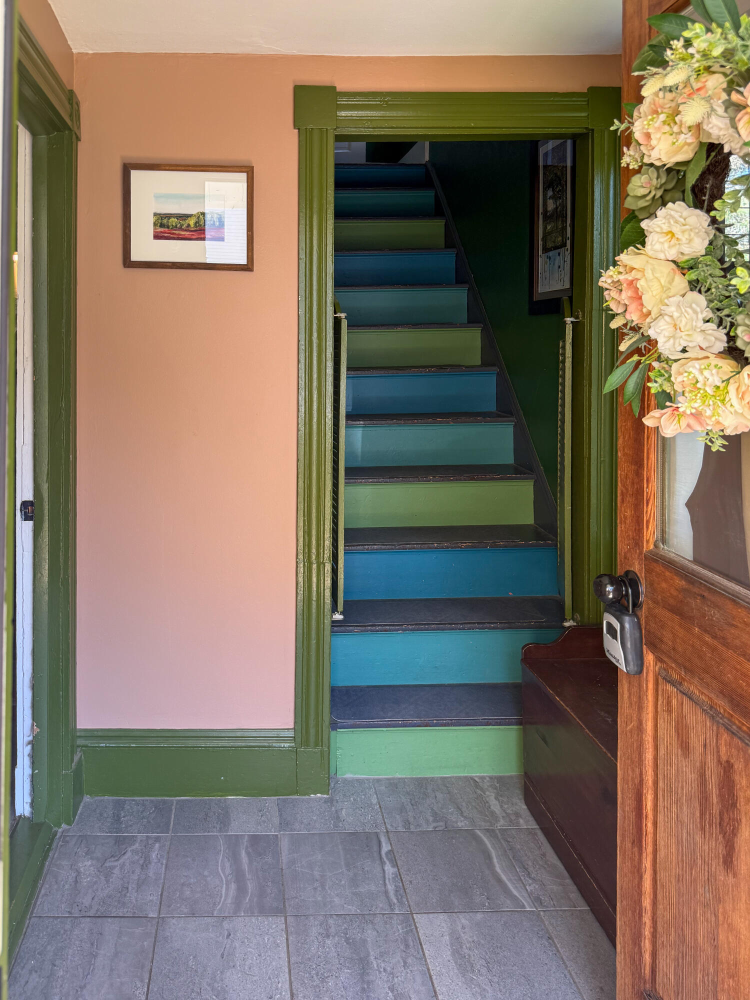 Entry room stairs to studio