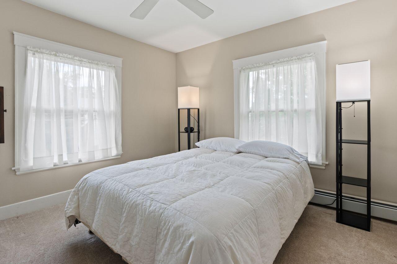 14 Holly Street, Portland, ME 04103 Bedroom 3 with double windows, heat and a/c pump and ceiling fan