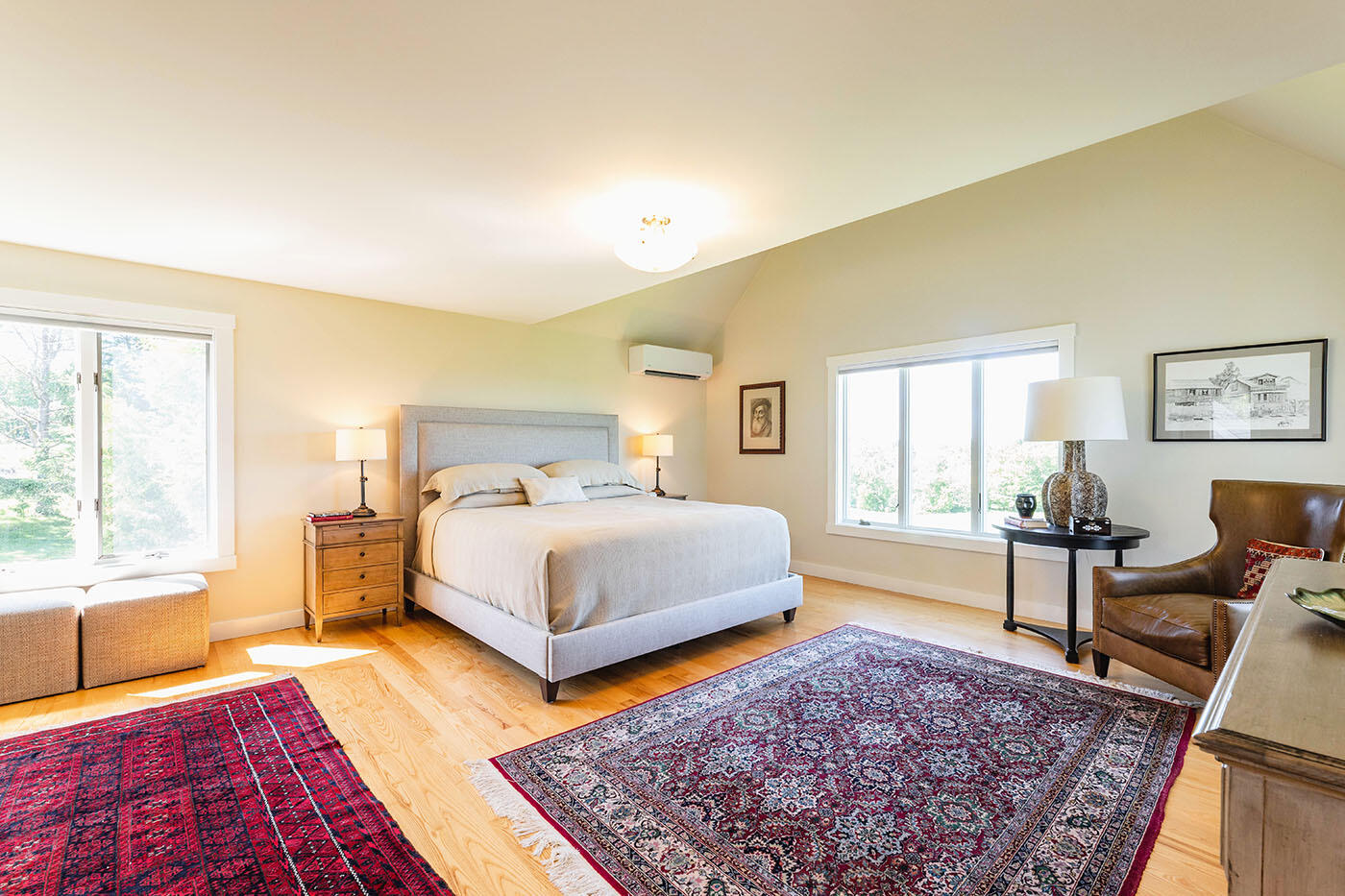 269 Mill Street, Rockport, ME 04856 spacious bedroom with walk in closet, heat pump, views, and full bathroom