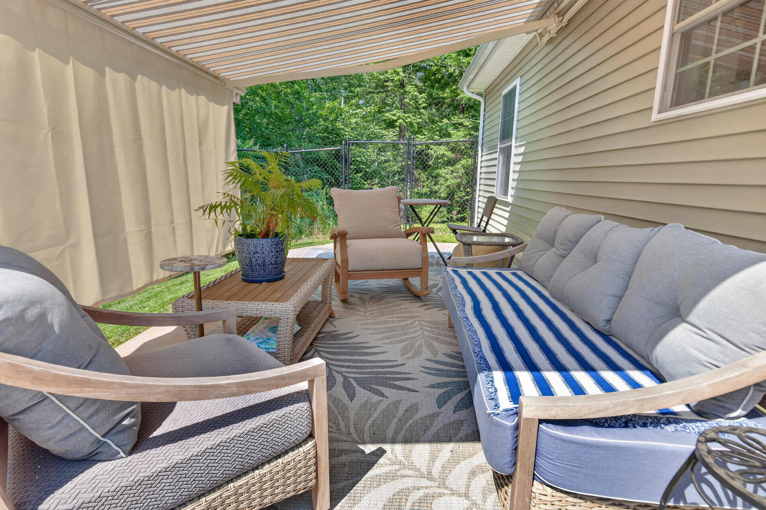 520 Bog Road, Hermon, ME 04401 Back porch with awning
