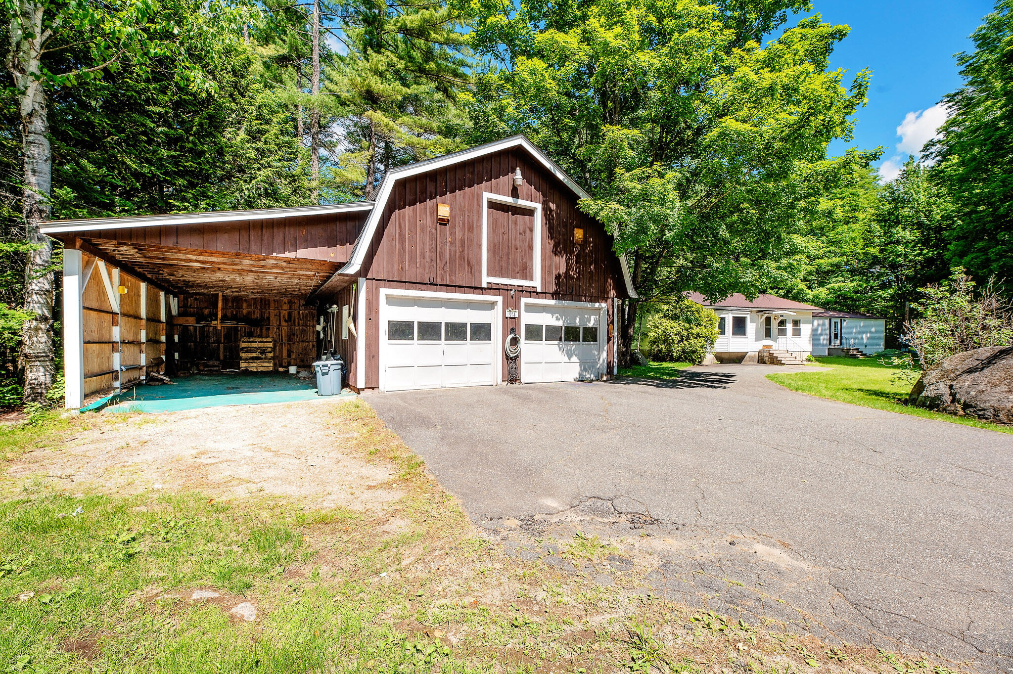 1574 Roxbury Road, Roxbury, ME 04275 Garage + Carport View from Driveway
