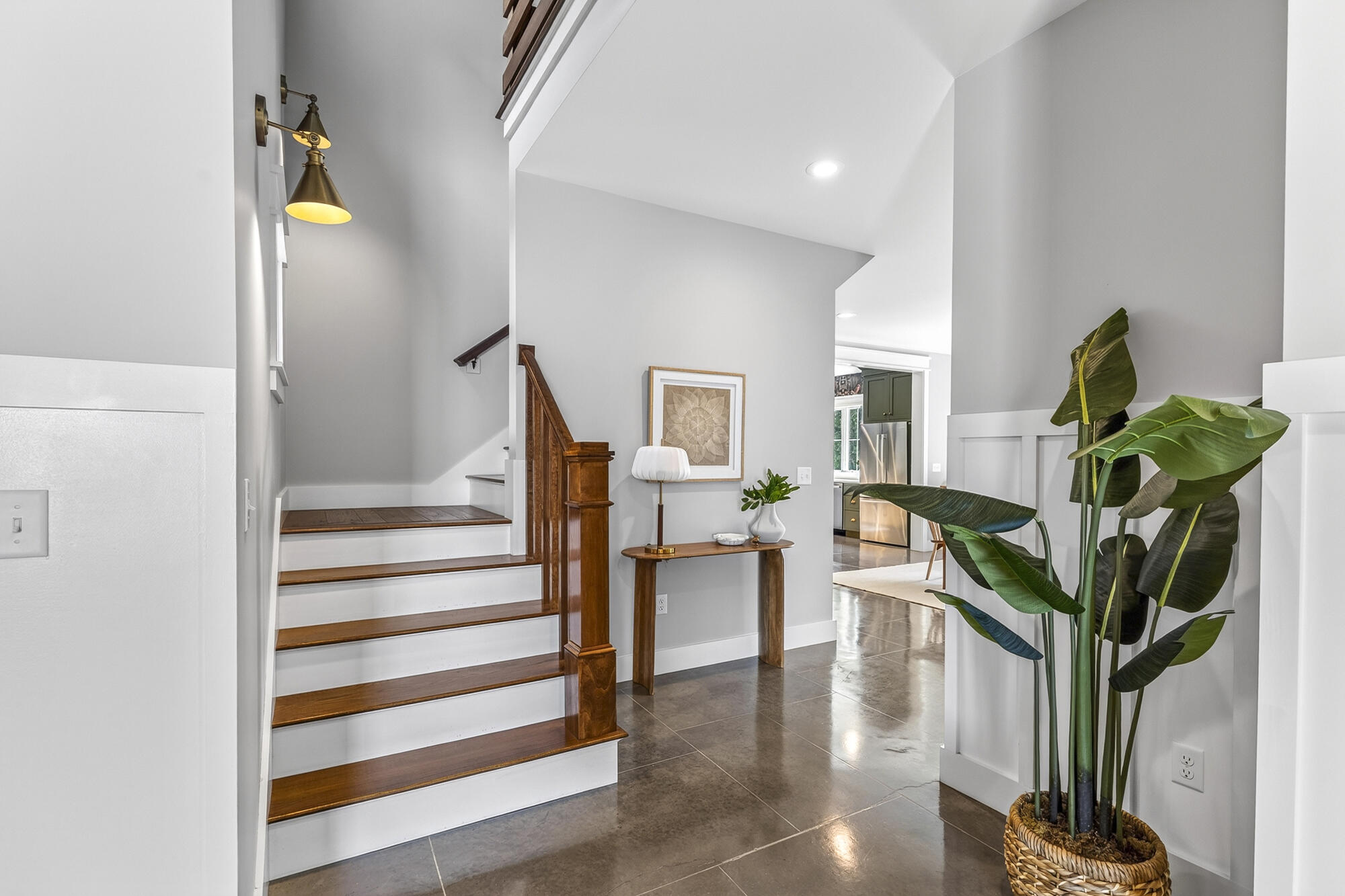 Newly refinished concrete floors with radiant heat- cool in the summer and warm in the winter