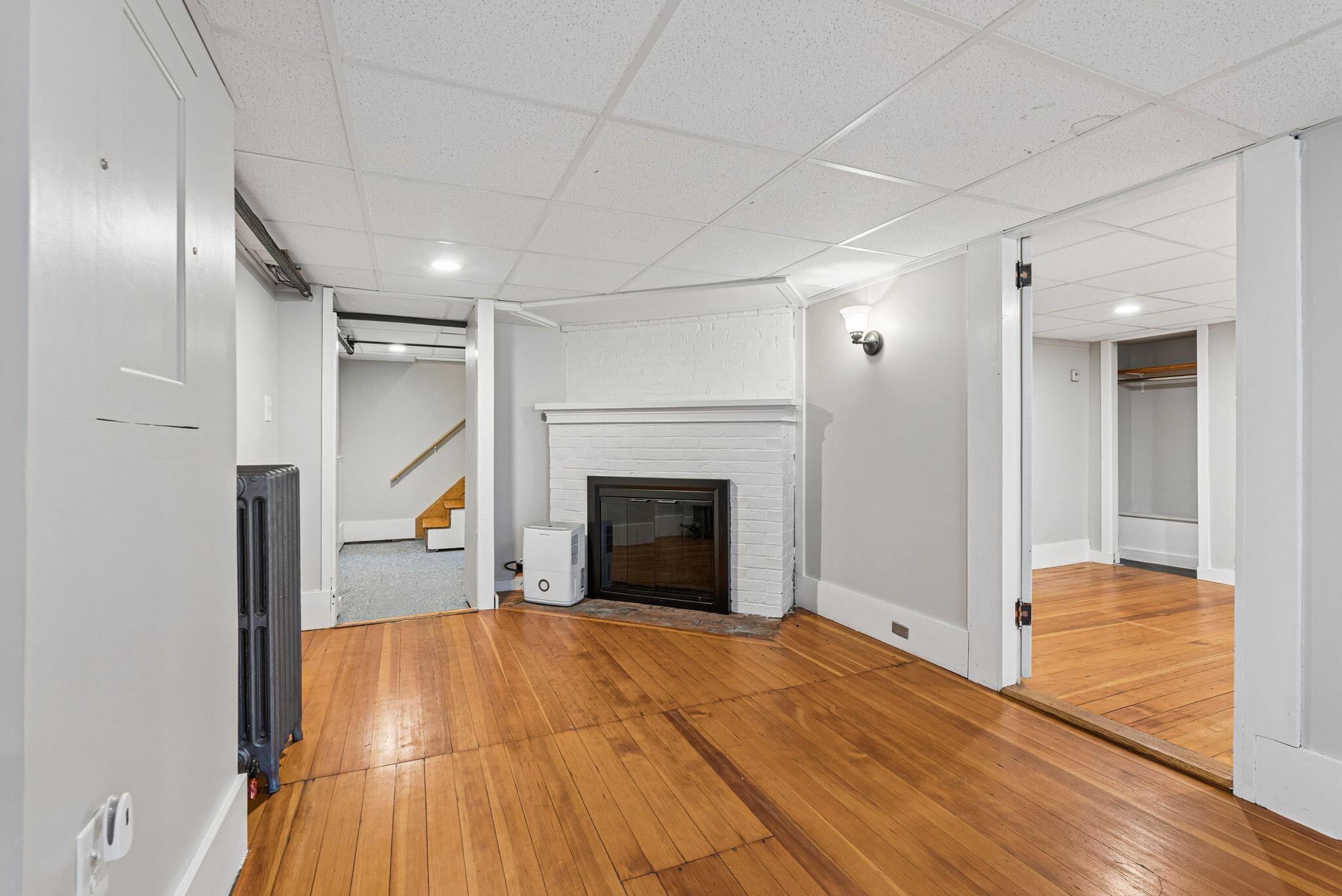 43 Pennsylvania Avenue, South Portland, ME 04106 Flex space in the basement with a gas fireplace.