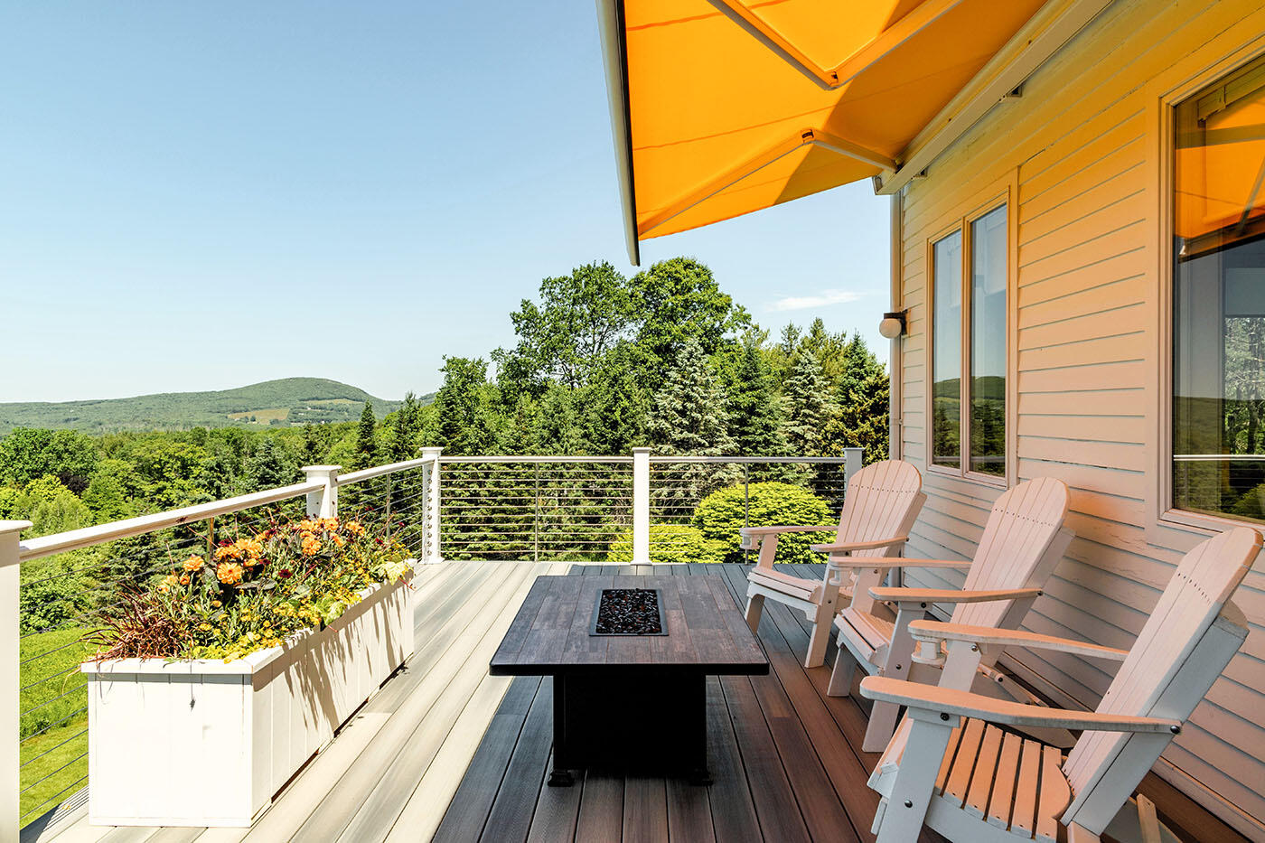 269 Mill Street, Rockport, ME 04856 spacious back deck with automatic awning and peaceful views
