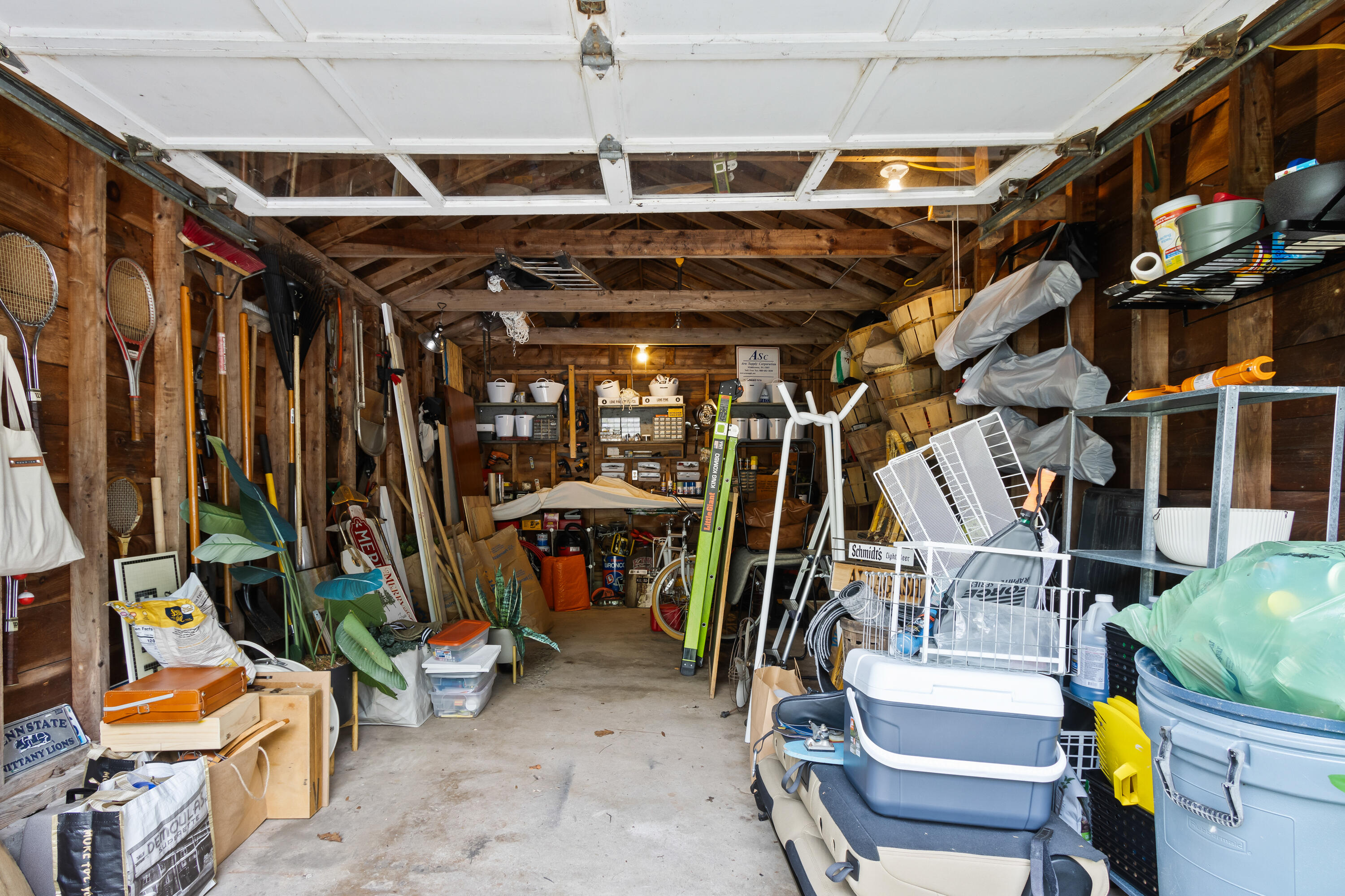Inside Garage, has electricity